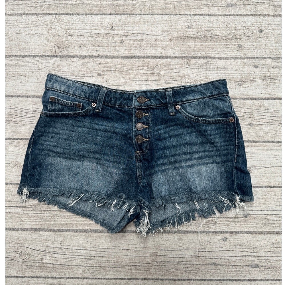 Lucky Brand Shorts Women's 8/29 Blue Button Fly Medium Wash Denim Low Rise Denim